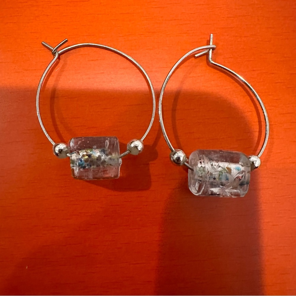 Murano Venetian Glass Hoop Earrings